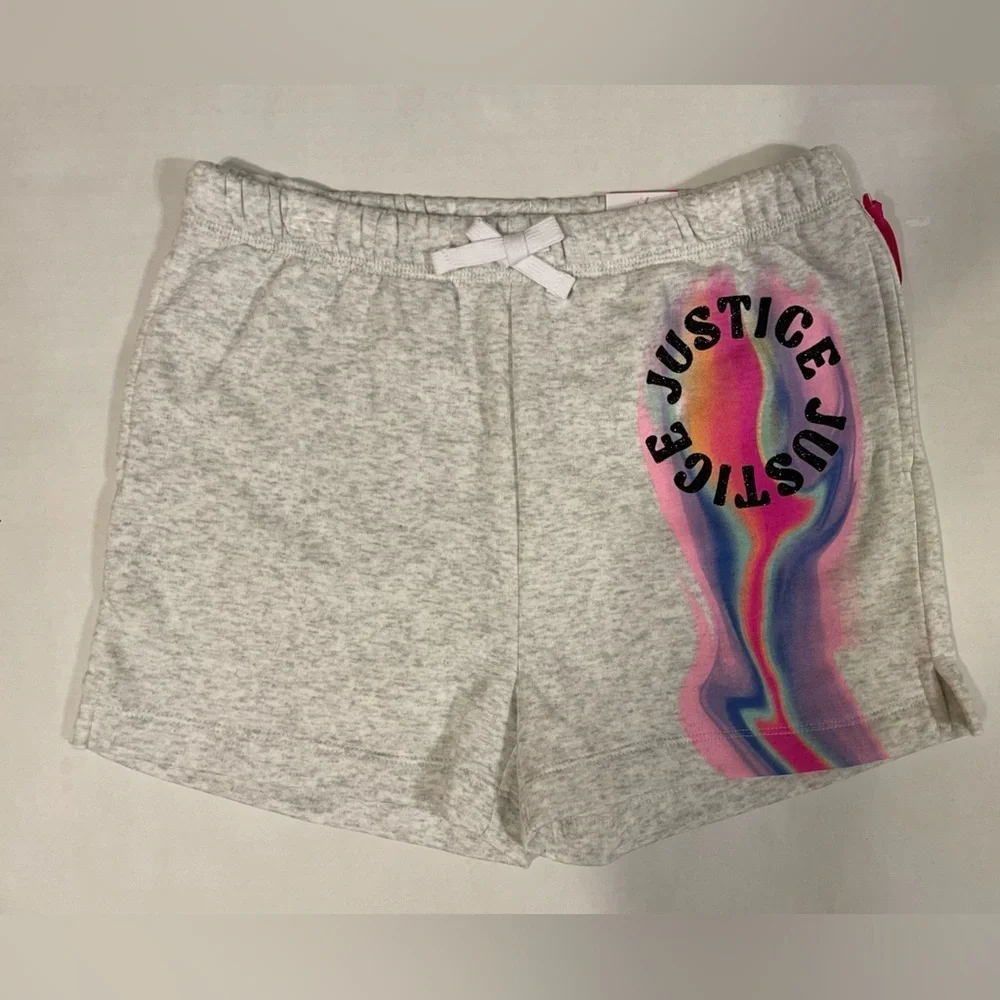 Justice Gray Multicolor Graphic Shorts Size Large (12/14) NWT